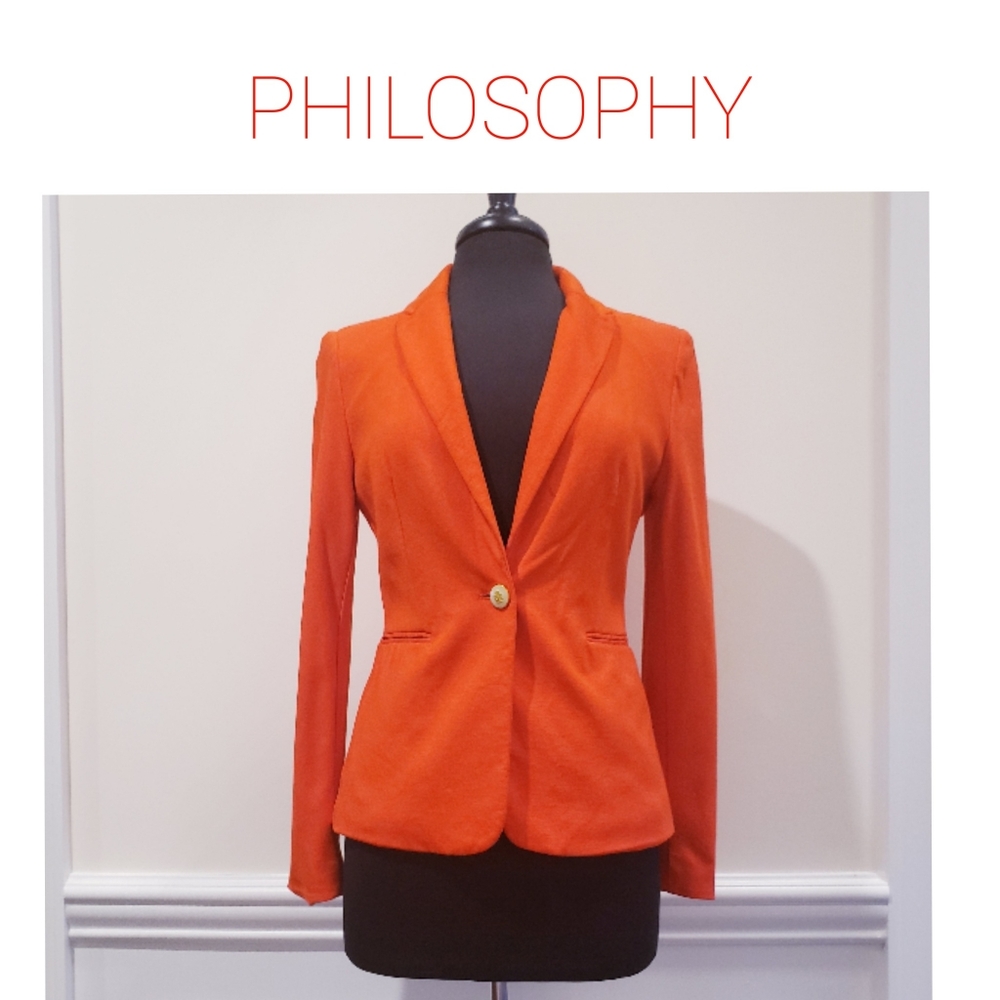 Philosophy Bright Coral Open Front Blazer